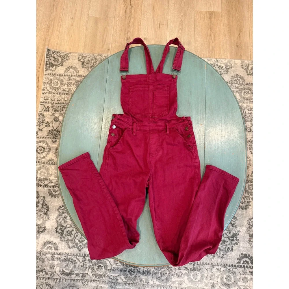 Judy Blue Berry Pink Garment Dyed Slim Denim Overalls Magenta JB88712C Medium